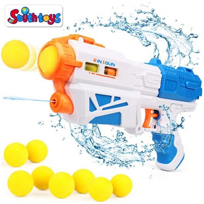 2 in 1 Summer Water Guns and Foam Soft Pinball Blaster Shooting Gun Toy Set