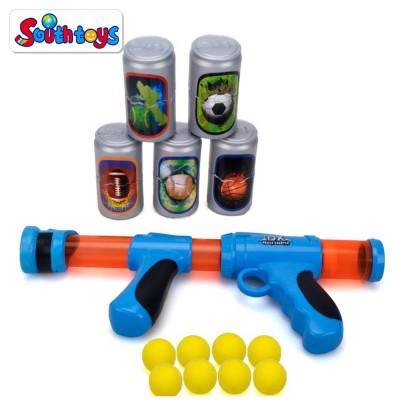 Kids Toy Pop Ball Gun Plastic Can Alley Target Power Shooting Game