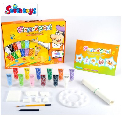 Easy Washable Non-Toxic Kids Finger Painting Set 12 Colors