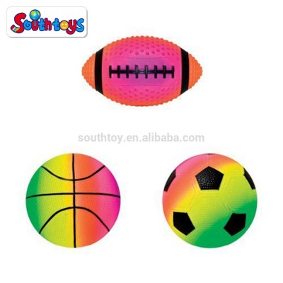 phthalate free PVC inflatable 6" rainbow basketball football playgroundball rugby toy sports balls