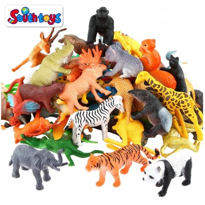 Realistic Wild Vinyl Plastic Animal Learning Party Favors Toys Animals Figure 53pcs Mini Jungle Animals Toys Set