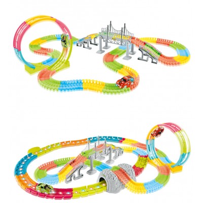 New Arrival 2 in 1 Glow in The Dark and LED Laser Light Up Tracks Trax 360 Loop Slot Cars Set