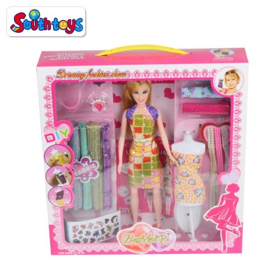 DIY fashion show doll dress cloth set toys for girls fashion designer forms craft kit